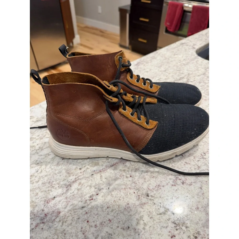 Timberland A1IX4 SensorFlex Mens‎ Chukka Boots Brown Leather Navy Mesh Size 9 Timberland A1IX4 SensorFlex Mens Chukka Boots Brown Leather  main image 4